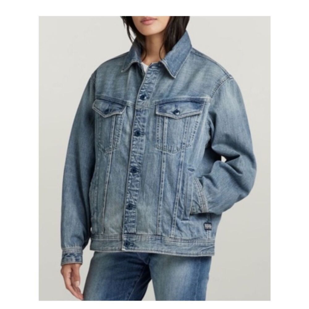 $200 G-Star Women's Oversized Western
Jacket Sun Faded Air Force Blue NWT